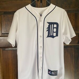 White Baseball Jersey with Navy Accents